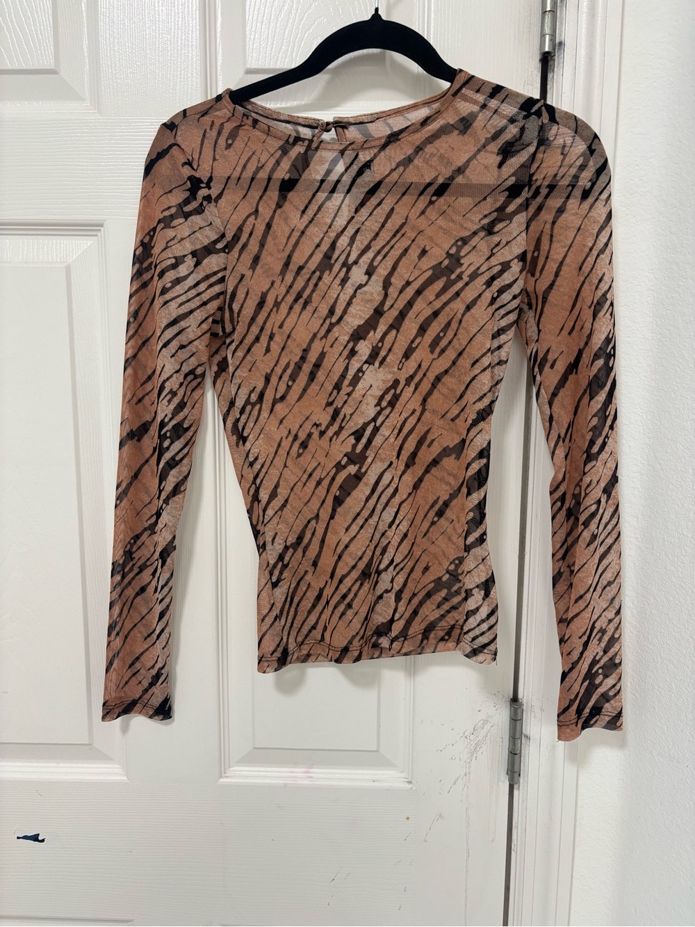 Haute Monde Brown and Black Animal Print Long-Sleeve Top